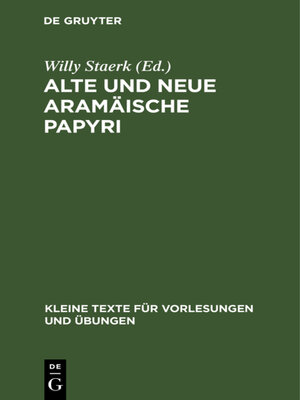 cover image of Alte und neue aramäische Papyri